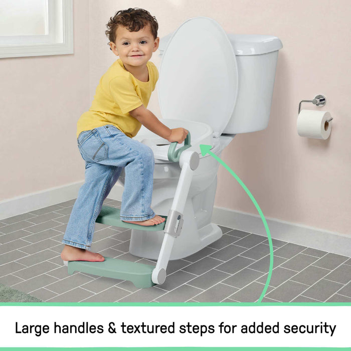 Ingenuity Foldaway Ladder Potty  Adjustable Height Toilet Trainer with Handles, Folds Flat for Compact Storage, Fits Round & Elongated Toilets