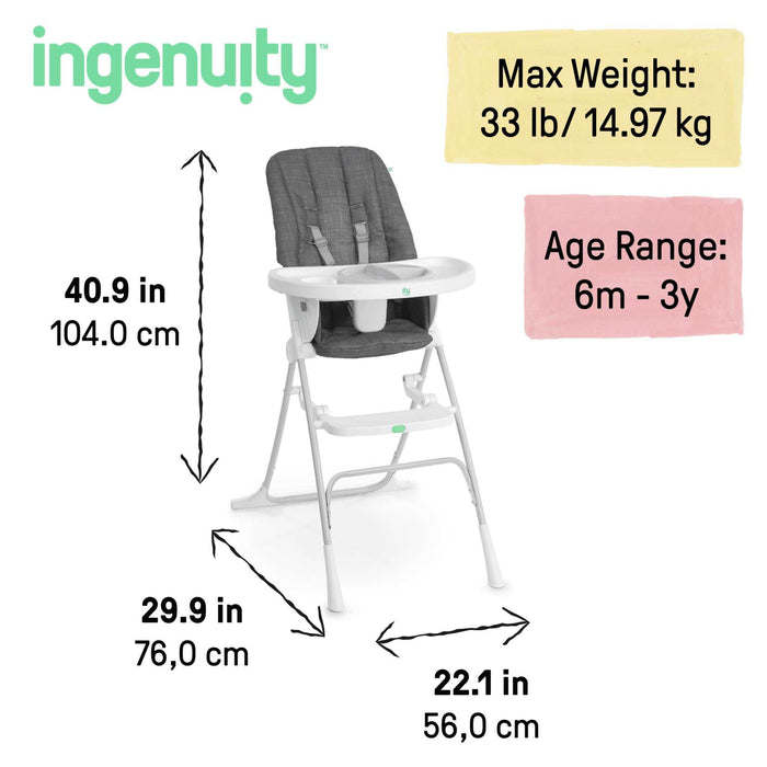 Ingenuity Sun Valley Compact Folding High Chair - Grey