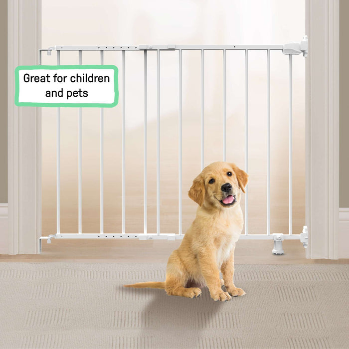 Summer by Ingenuity white metal Stairway 42W Series safety gate for babies and dogs at top of stairs