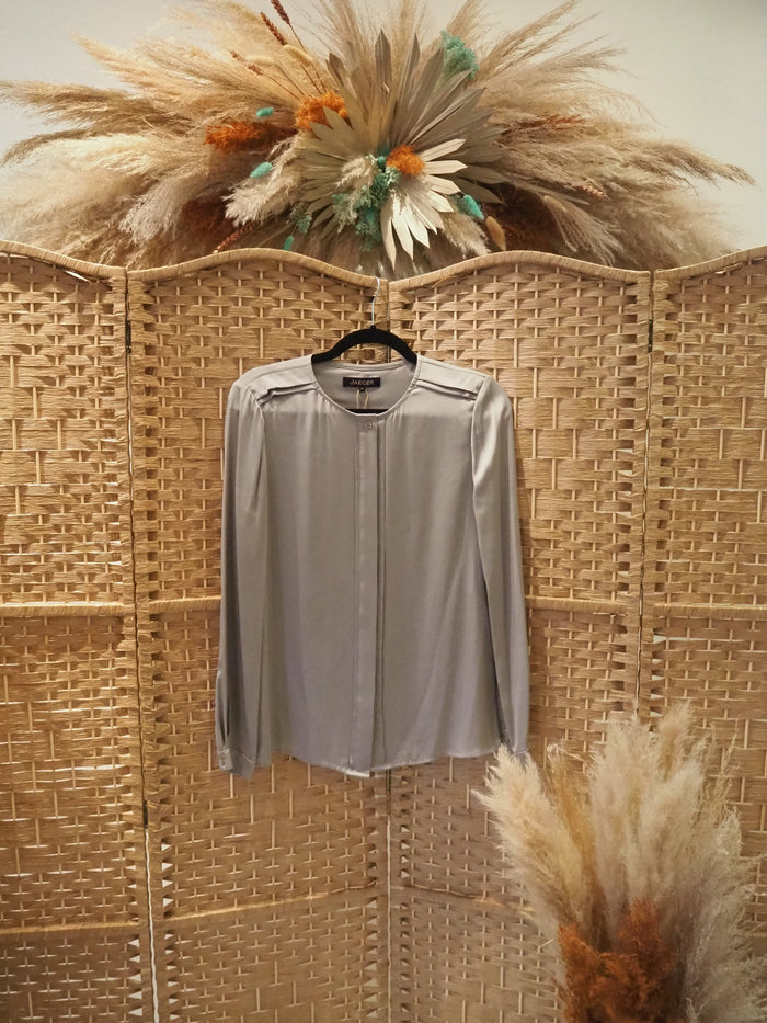 Jaeger Grey Silk Blouse S