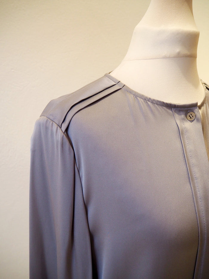Jaeger Grey Silk Blouse S