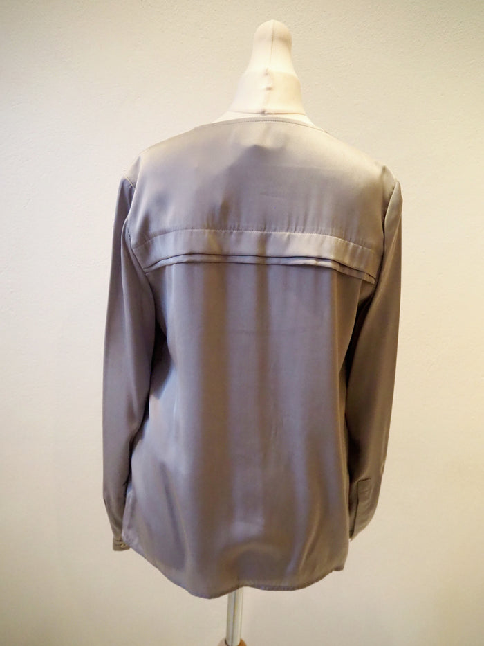 Jaeger Grey Silk Blouse S