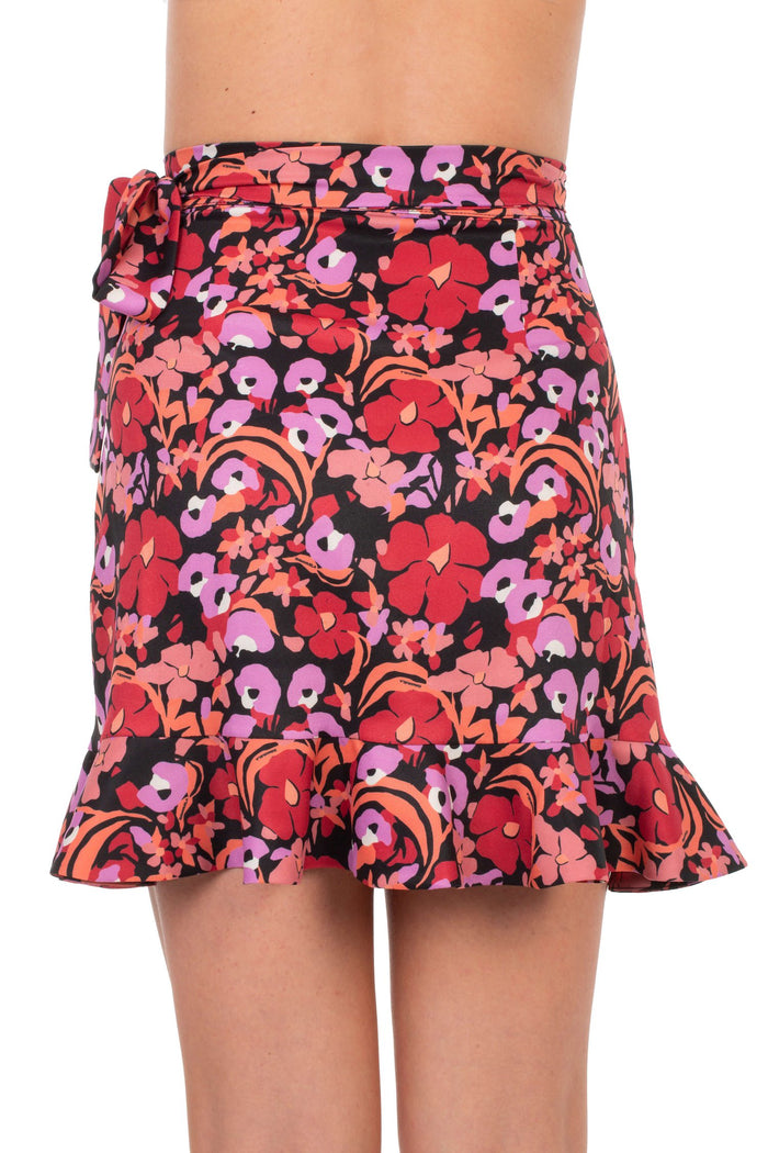 Skirts Emmanuela Swimwear Jane Mini Skirt Bordeaux/Purple Flowers Apoella