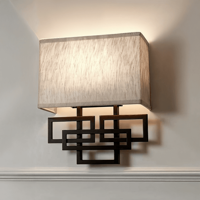 Jennifer Bronze 2 Light Wall Light with Linen Shade Lighting