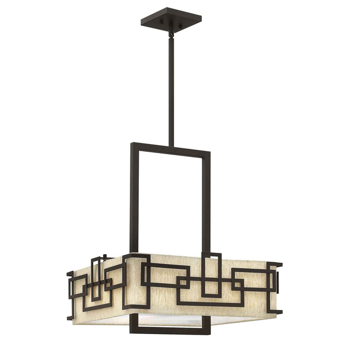 Jennifer Bronze 3 Light Pendant Ceiling Light with Linen Shade Lighting