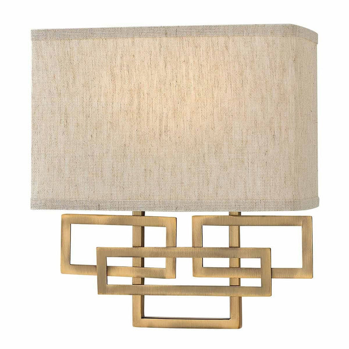 Jennifer Brushed Brass 2 Light Wall Light with Linen Shade Lighting