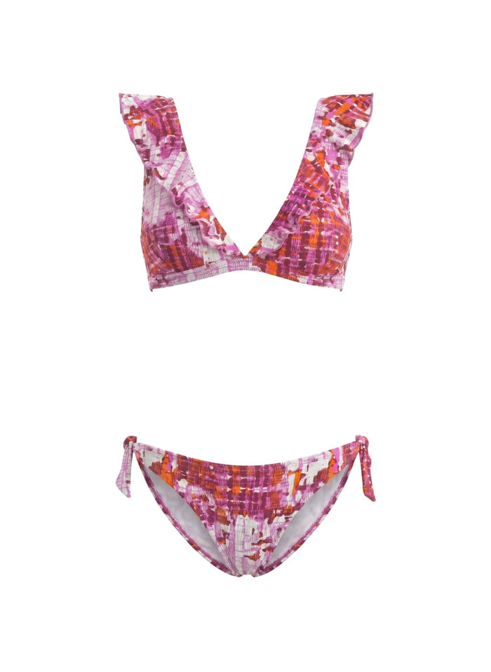 Bikini Emmanuela Swimwear Joanna Ruffled Bikini Flowers Pink/Multi Apoella