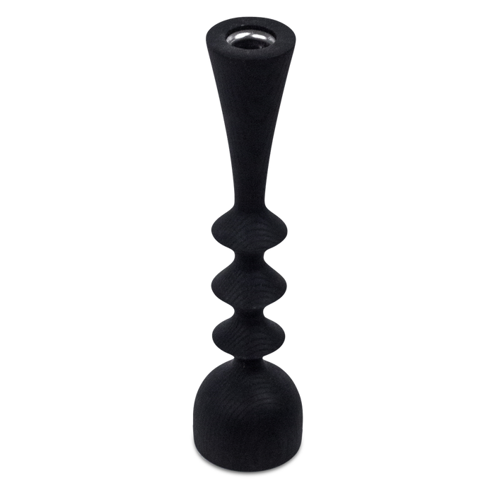 The Klara candleholder has a unique tribal feel in its ebonized ash appearance.