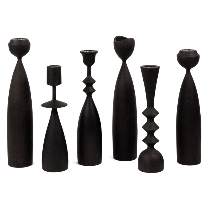 The Elsa candleholder is characterized by rounded curves juxtaposed with geometric edges.