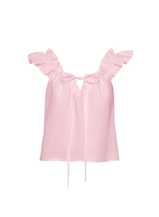 Tops Apoella Koko Ruffle Linen Top Pink Apoella