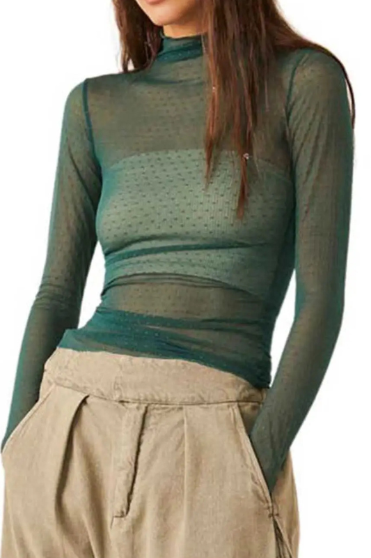 Lainey Mesh Top - Dark Green