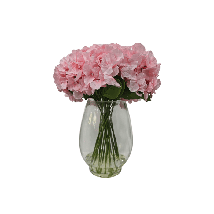 Large Faux Dusky Pink Hydrangeas Floral Arrangement in Fishbowl Vase Accessories