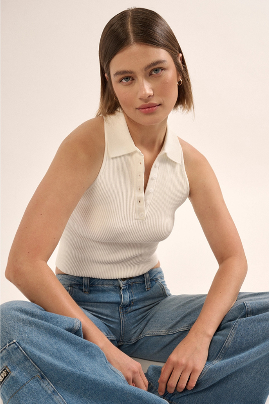Layla Knit Tank Top - Off White