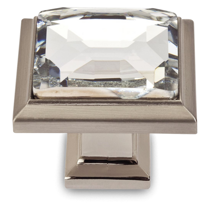 A glamorous traditional square knob with European crystal stone.
