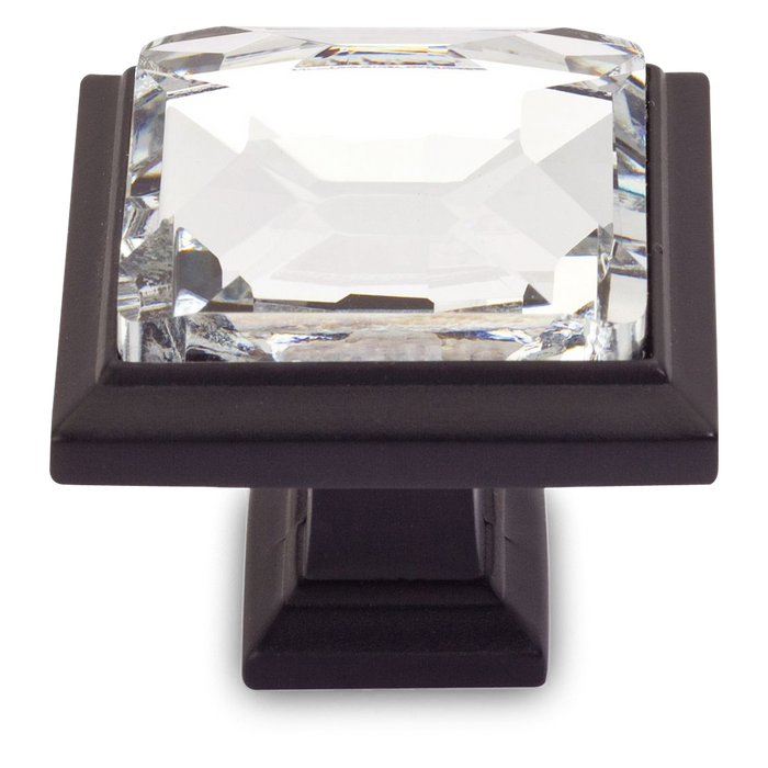 A glamorous traditional square knob with European crystal stone.