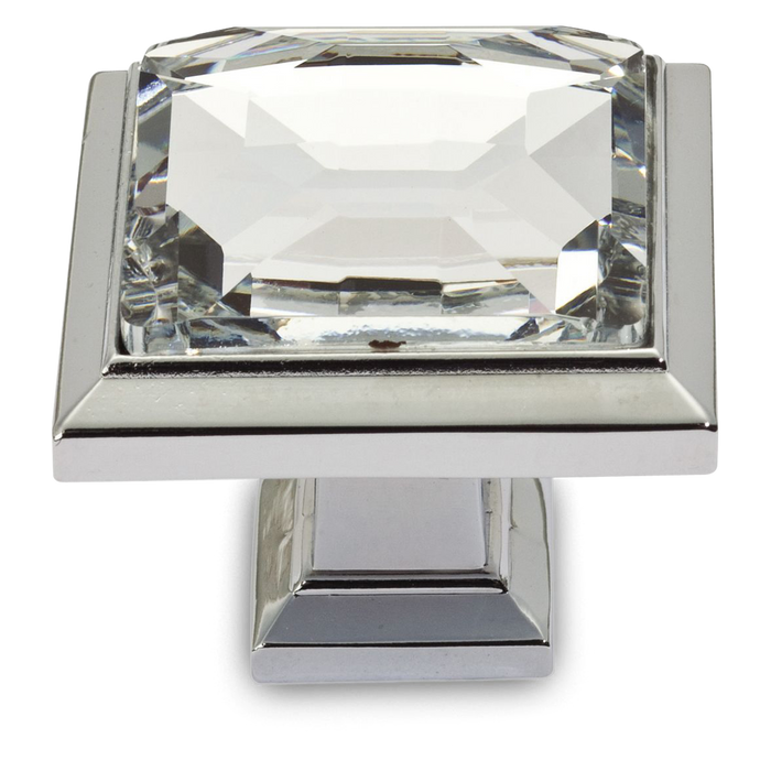 A glamorous traditional square knob with European crystal stone.