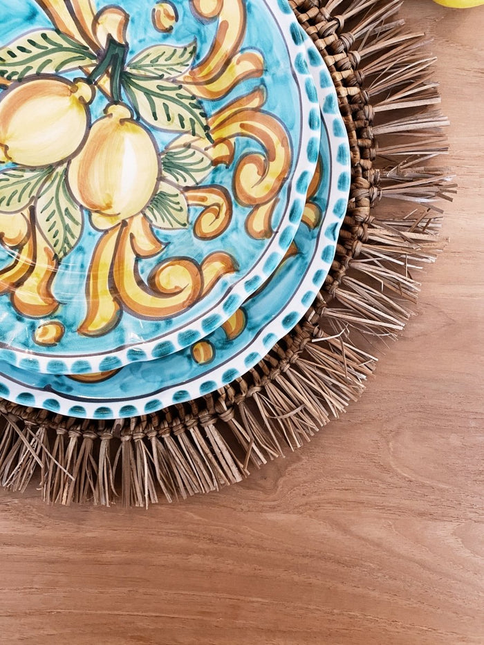 Dinnerware Lemon Ceramic Deep Plate - Turquoise -