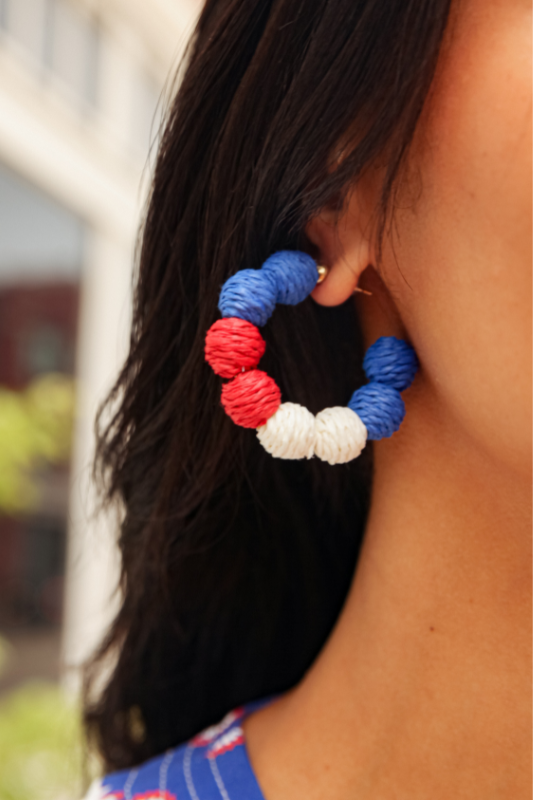Liberty Pom Pom Hoops