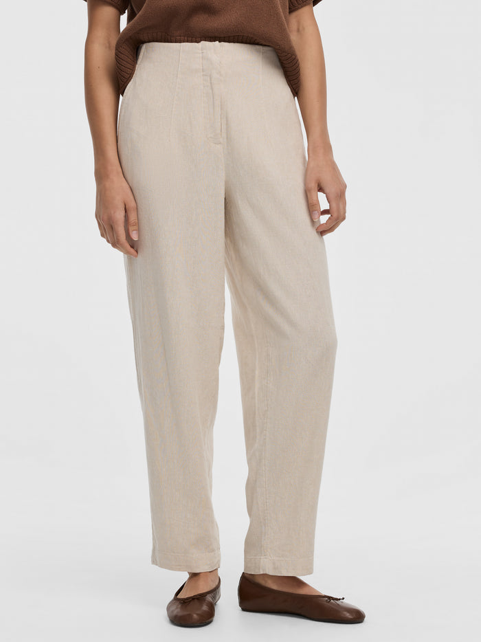 Linen Blend Barrel Pant
