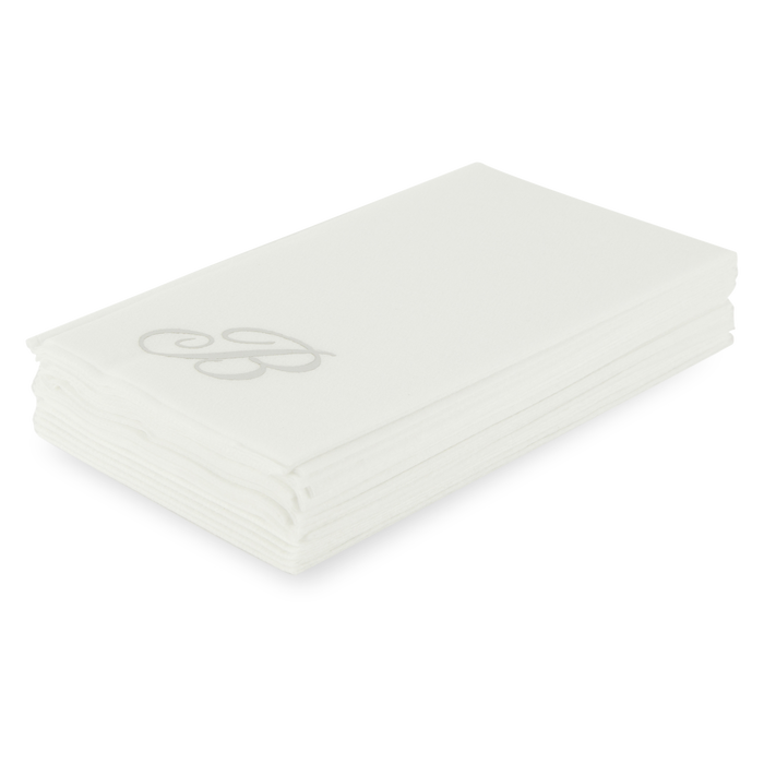 Customized guest towels that are made of paper that feels like fabric.
