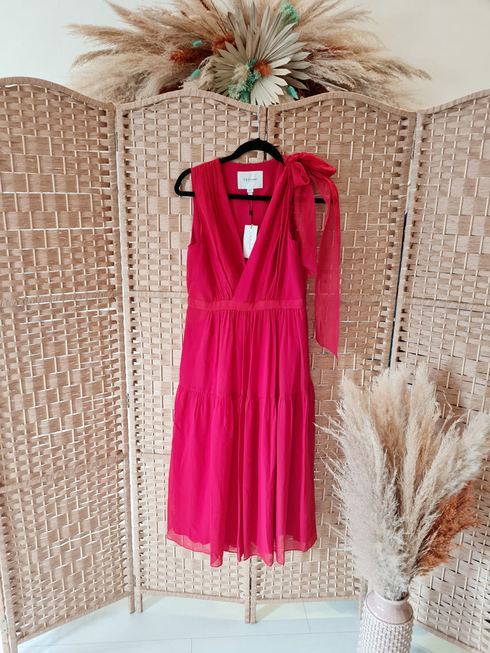 LK Bennett Red Chiffon Dress Size 10 (New £295)