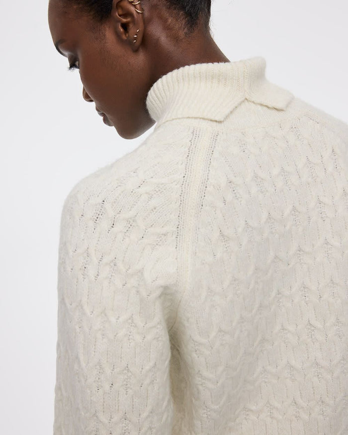 Long-Balloon-Sleeve Mock-Neck Sweater