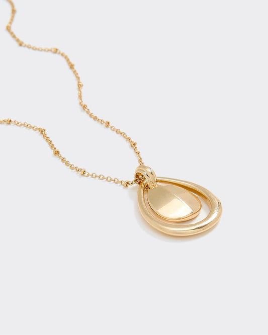 Long Necklace with Teardrop Pendant