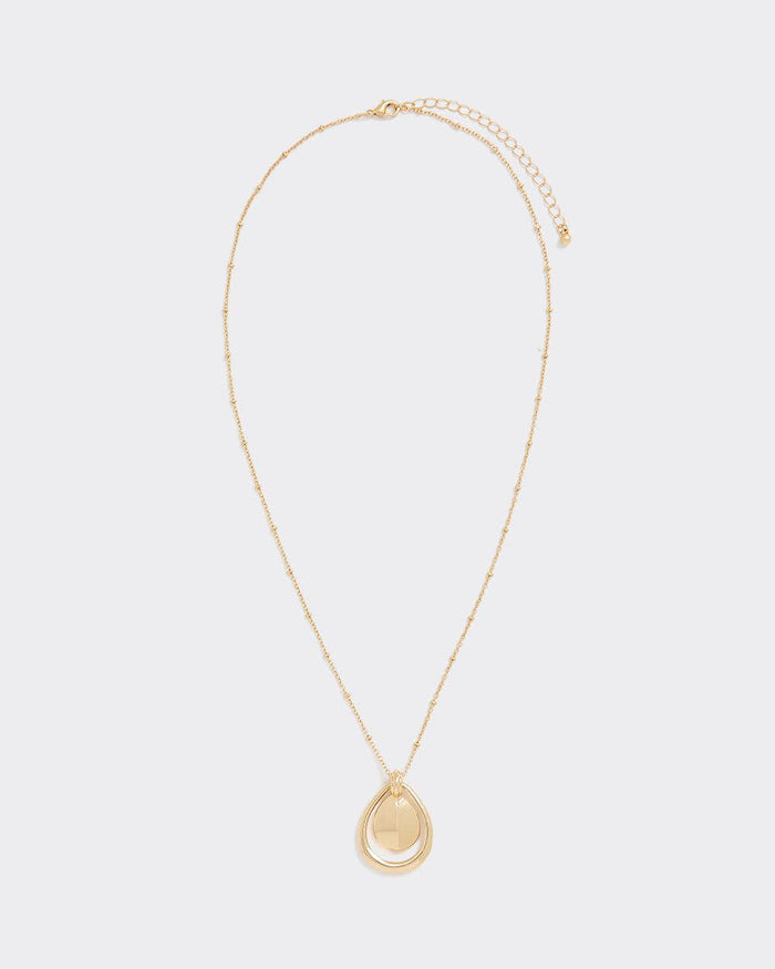 Long Necklace with Teardrop Pendant
