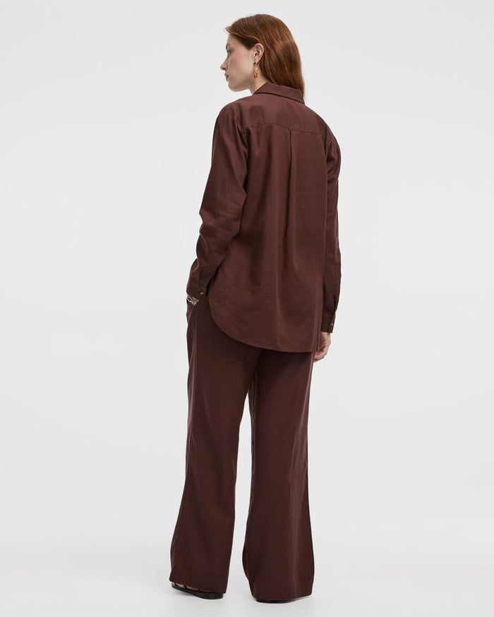 Long-Sleeve Linen-Blend Shirt