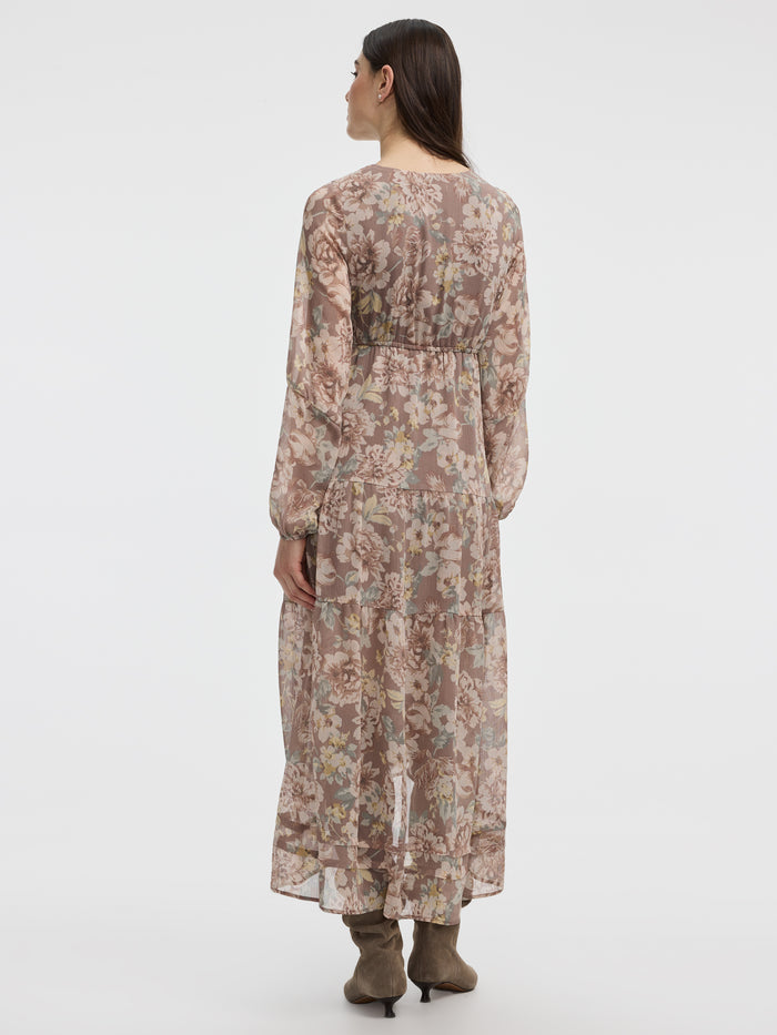 Long-Sleeve Maxi Tiered Dress