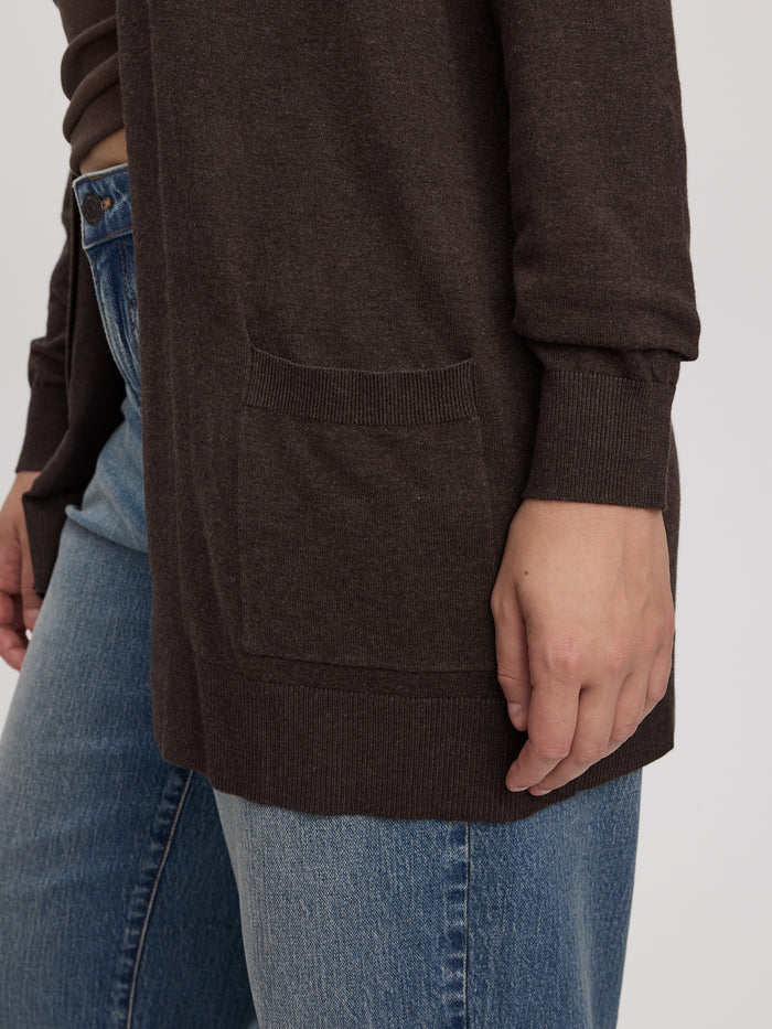 Long-Sleeve Open Cardigan with Pockets - R Essentials