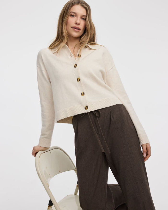 Long-Sleeve Polo Cardigan