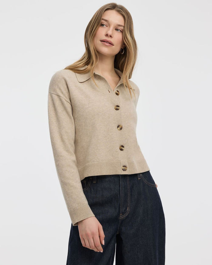 Long-Sleeve Polo Cardigan