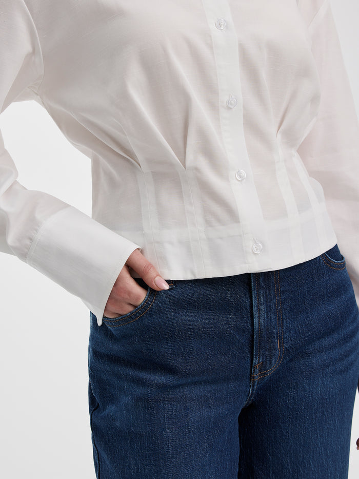 Long-Sleeve Shirt with Cinched Waist