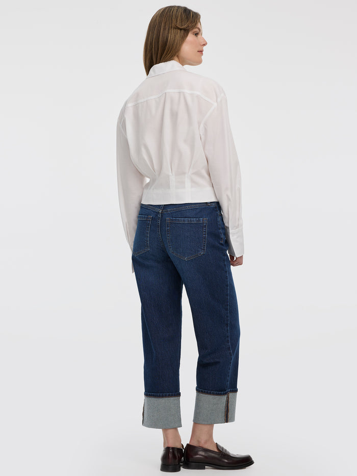 Long-Sleeve Shirt with Cinched Waist