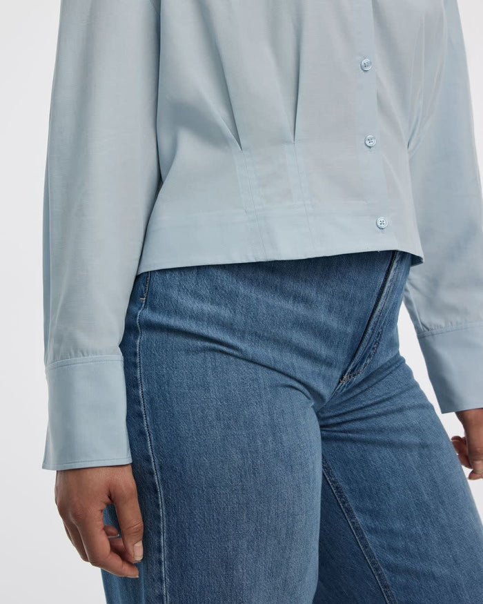 Long-Sleeve Shirt with Cinched Waist