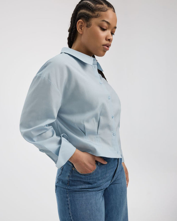 Long-Sleeve Shirt with Cinched Waist