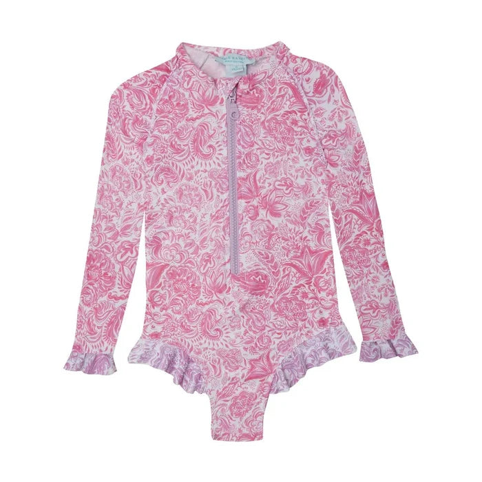 One-Piece Marie Raxevsky Long Sleeve Zip Surf Suit Paisley Pink Apoella