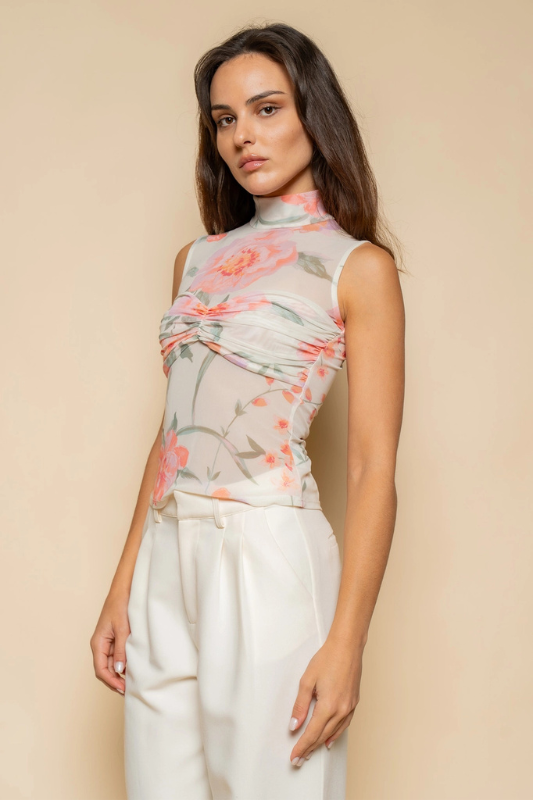 Lora Floral Mock Neck