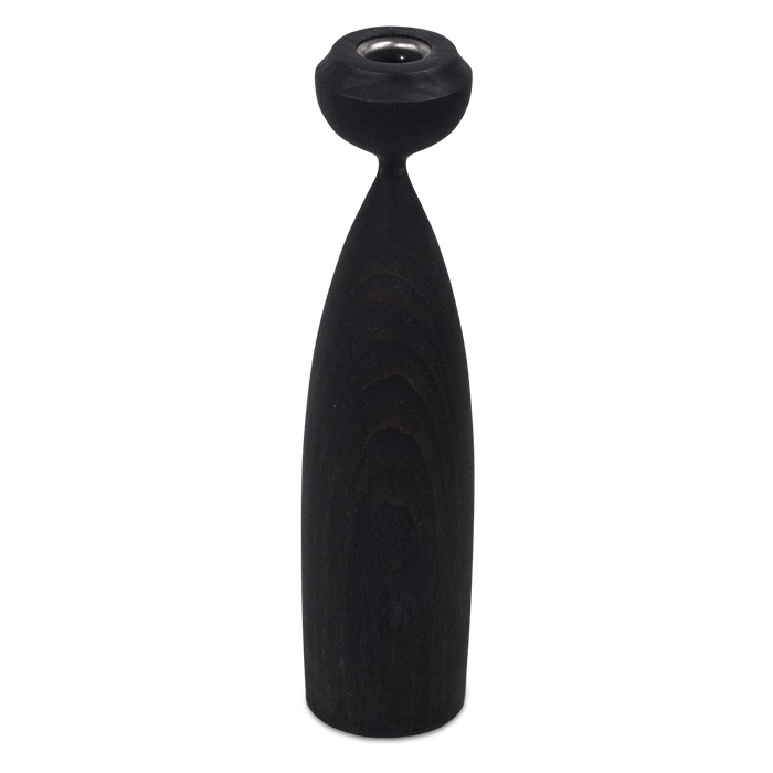The Lotta candleholder illustrates a breathtaking combination of mid-century modern flavour and natural styling in its beautiful ebonized ash wood shape - emphasizing luxurious lin