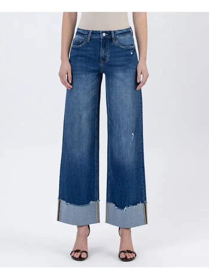 Lovervet Cuffed Wide Leg Jeans