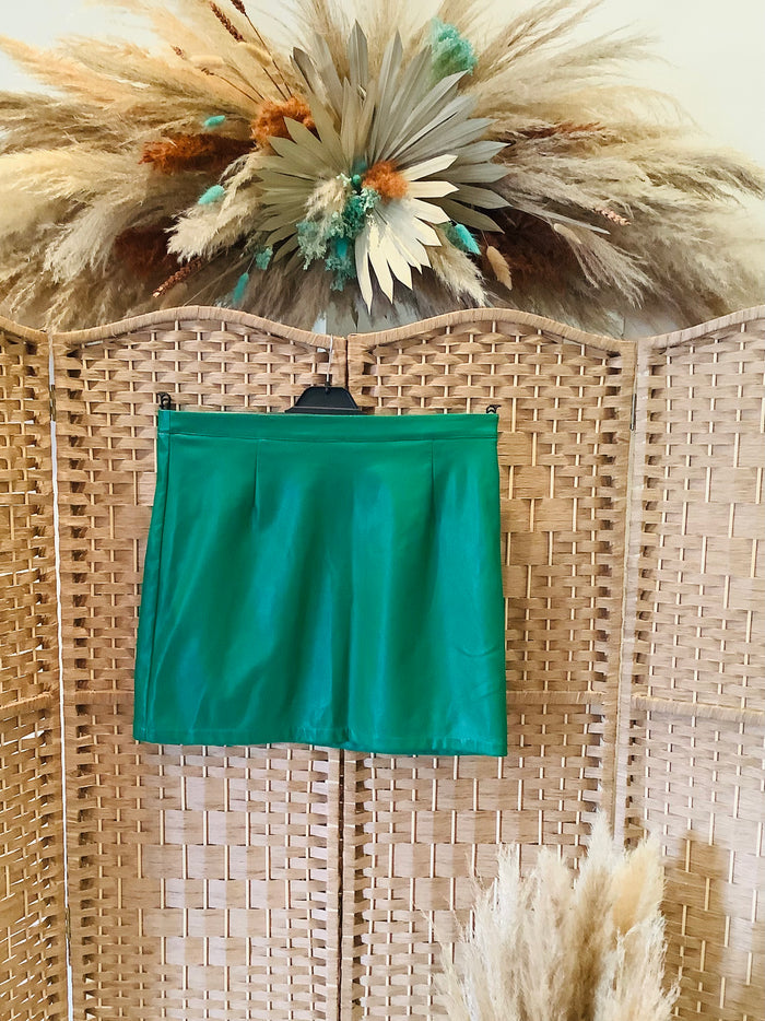 Maisy Boutique Green Leather Skirt 14