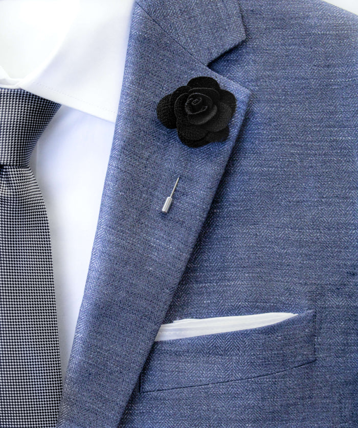 Man In Black Flower Lapel Pin
