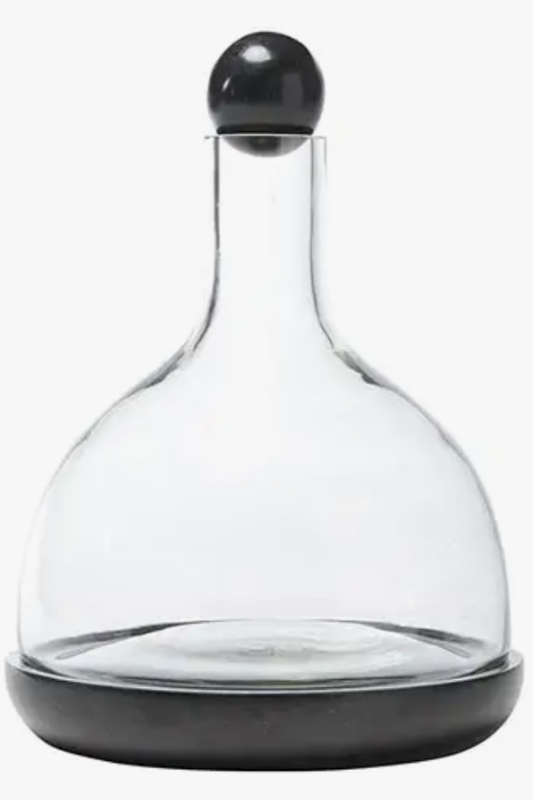 Marble and Glass Wine Carafe - Black