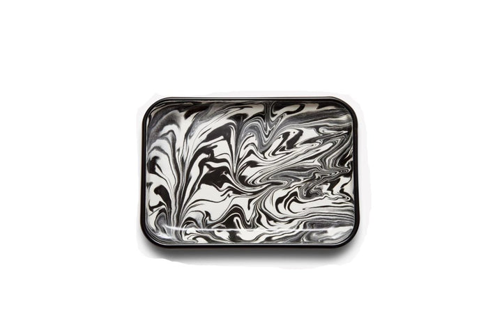 Dinnerware Marble Enamel Tray Black -