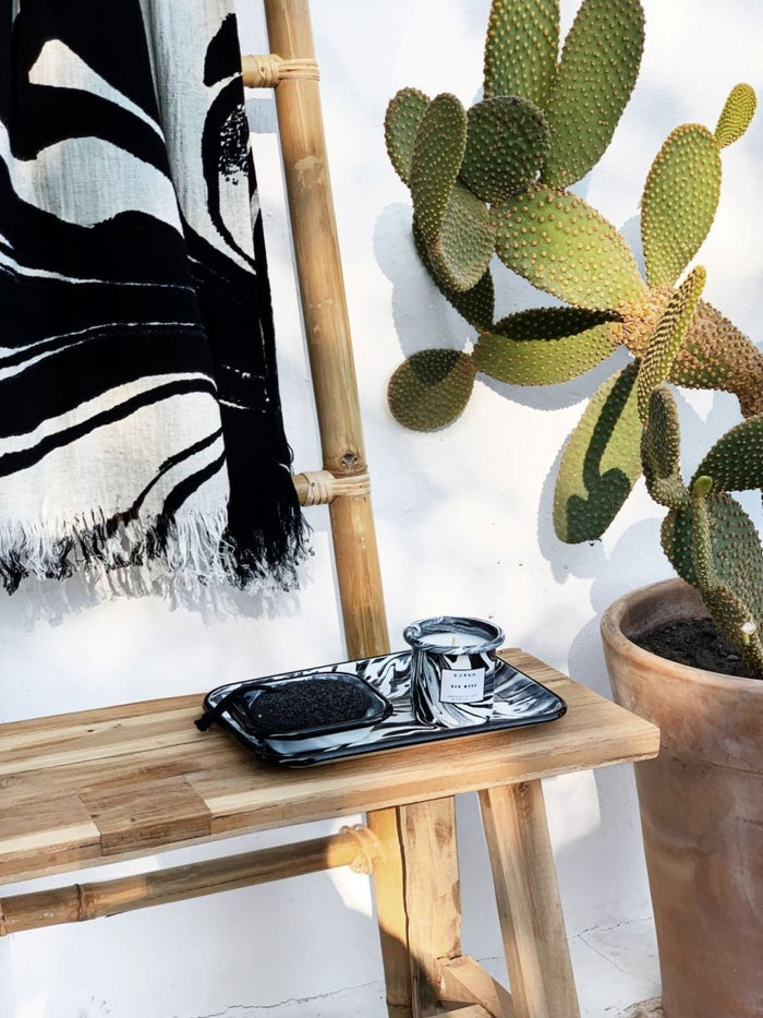 Dinnerware Marble Enamel Tray Black -