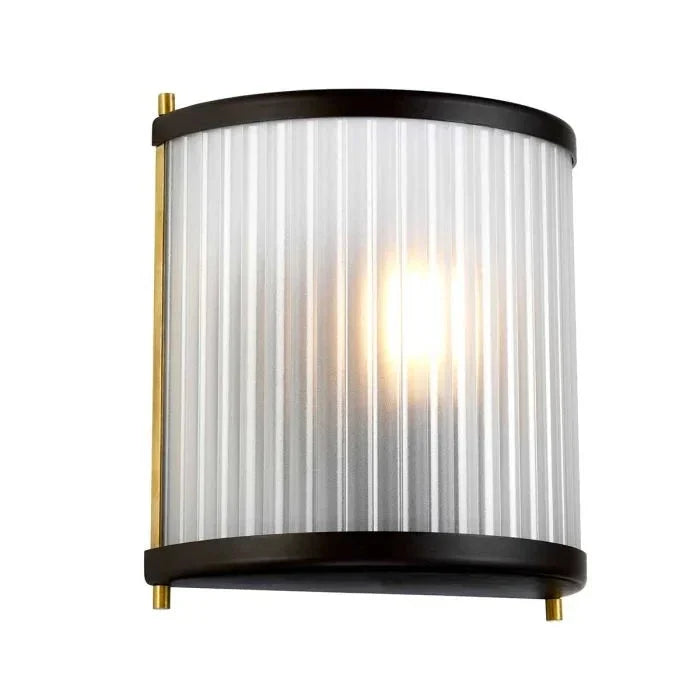 Maria Dark Brown & Brass Ribbed Glass Wall Light Lighting