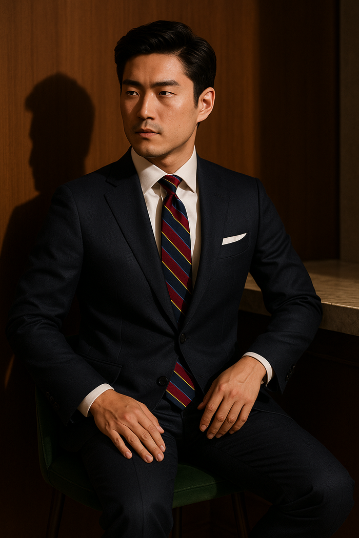 AI generated marketing image for Maroon and Navy Multi-Striped Tie
