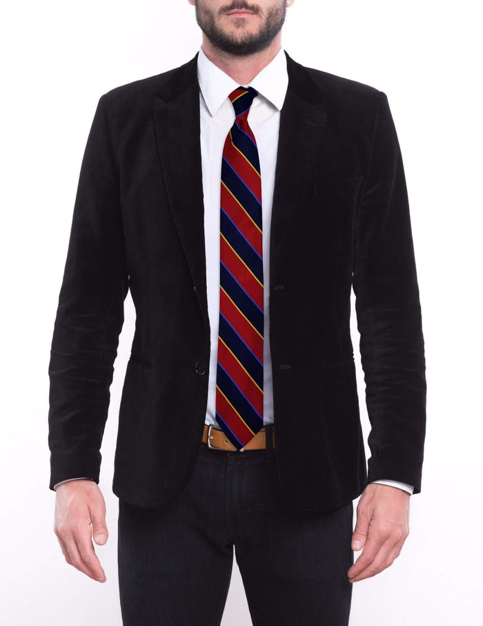 Maroon and Navy Multi-Striped Pre-tied Tie, Tie, GoTie