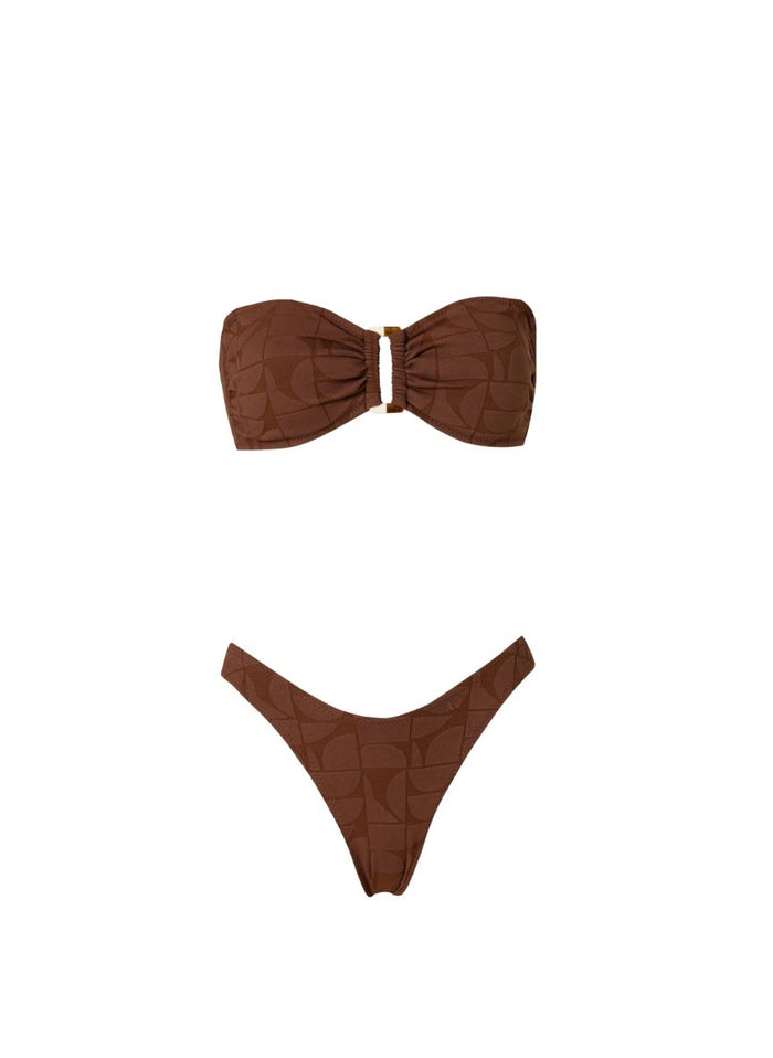 Bikini Stefania Frangista Melita Bandeau Bikini Jacquard Coffee Apoella